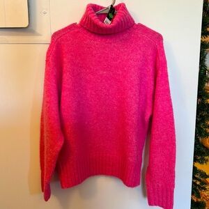Hot Pink Turtleneck Sweater